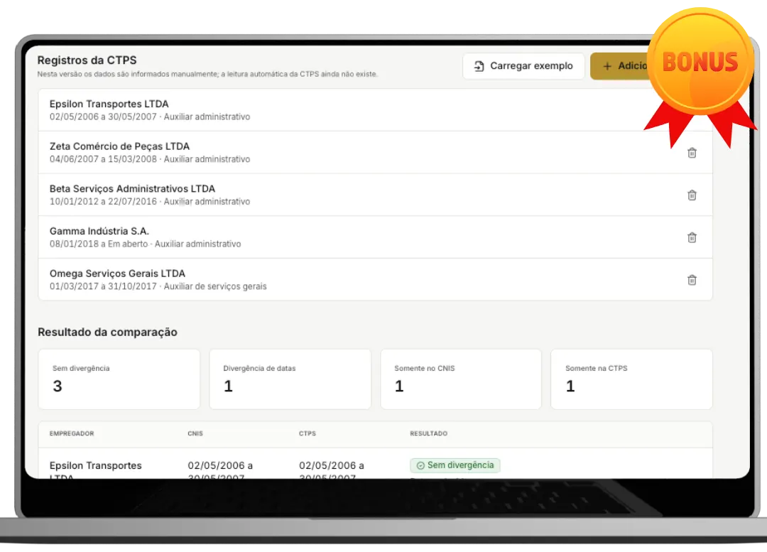 Bônus 3: Conferência CNIS x CTPS